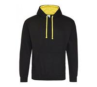 AWDis Men's Varsity Hoodie, Multicoloured (Jet Black/Arctic White), Large