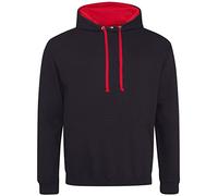 AWDis Men's Varsity Hoodie, Multicoloured (Jet Black/Fire Red), XXXXX-Large