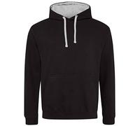 AWDis Men's Varsity Hoodie, Multicoloured (Jet Black/Heather Grey), X-Large