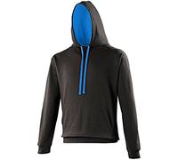AWDis Men's Varsity Hoodie, Multicoloured (Jet Black/Kelly), Large