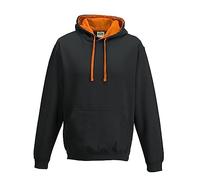 AWDis Men's Varsity Hoodie, Multicoloured (Jet Black/Orange Crush), XX-Large
