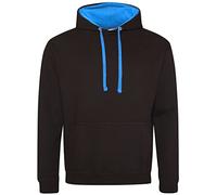 AWDis Men's Varsity Hoodie, Multicoloured (Jet Black/Sapphire), XX-Large