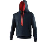 AWDis Men's Varsity Hoodie, Multicoloured (New French Navy/Fire Red), XX-Large