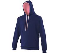 Awdis Just Hoods Varsity Hoodie Oxford Navy Pink Contrast Casual Sweatshirt