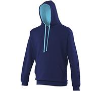 AWDis Men's Varsity Hoodie, Multicoloured (Oxford Navy/Hawaiian Blue), Large