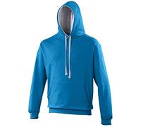 AWDis Men's Varsity Hoodie, Multicoloured (Sapphire Blue/Heather Grey), Large