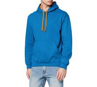 AWDis Men's Varsity Hoodie, Multicoloured (Sapphire Blue/Orange Crush), Medium