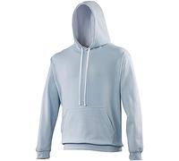AWDis Men's Varsity Hoodie, Multicoloured (Sky Blue/Arctic White), Medium