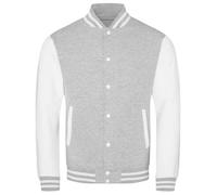 AWDis Men's Varsity Jacket in Pale Grey | Size: Small AWDis Pale Grey S