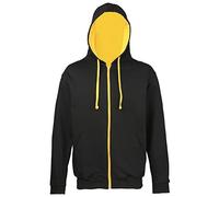 AWDis Men's Varsity Zoodie Hoodie, Multicoloured (Jet Black/Gold), Small
