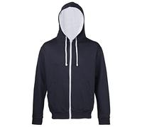 Just Hoods by AWDIS Hoodie – Men's Varsity Zoodie, Multicoloured (New French Navy/Heather Grey) L