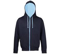 AWDis Men's Varsity Zoodie Hoodie, Multicoloured (New French Navy/Sky Blue), Medium