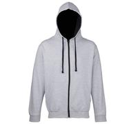 AWDis Men's Varsity Zoodie Hoodie, Multicoloured (Heather Grey/French Navy), Large