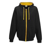 AWDis Men's Varsity Zoodie Hoodie, Multicoloured (Jet Black/Gold), Small