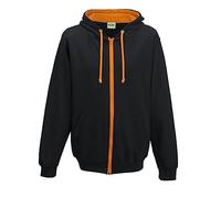 AWDis Men's Varsity Zoodie Hoodie, Multicoloured (Jet Black/Orange Crush), X-Large