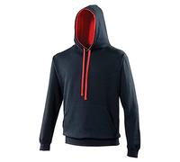 AWDis Men's Varsity Zoodie Hoodie, Multicoloured (New French Navy/Fire Red), Medium