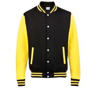AWDis Men's Varsity Jacket in True Black | Size: Small AWDis True Black S