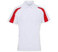 Just Hoods by AWDIS Polo – Cool Contrast – Arctic White/Fire Red