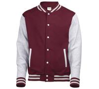 Awdis Unisex Varsity Jacket (L) (Burgundy / Heather Grey)