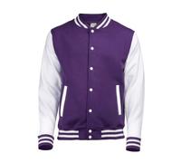 Awdis Unisex Varsity Jacket (L) (Purple / White)