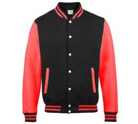 Awdis Unisex Varsity Jacket (M) (Jet Black/ Fire Red)