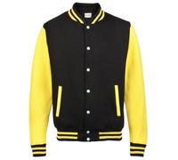 Awdis Unisex Varsity Jacket (M) (Jet Black/ Sun Yellow)