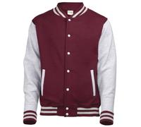 Awdis Unisex Varsity Jacket (S) (Burgundy / Heather Grey)
