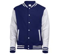 Awdis Unisex Varsity Jacket (S) (Oxford Navy / Heather Grey)