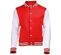 Awdis Unisex Varsity Jacket (XL) (Fire Red / White)