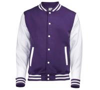 Awdis Unisex Varsity Jacket (XS) (Purple / White)