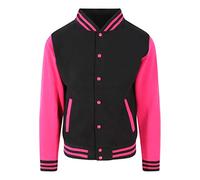 AWDis Unisex Varsity Jacket - - XX-Large Jet Black/Hot Pink