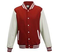 AWDis Unisex Varsity Style Jacket Fire Red/White XX-Large