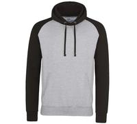 AWDis Women's Just Hoods Two Tone Hooded Baseball Sweatshirt Hoodie in Pale Grey | Size: Small AWDis Pale Grey S