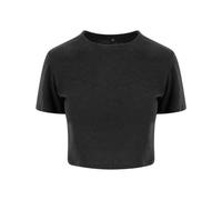 AWDis Womens Tri-Blend Cropped T Heather Black