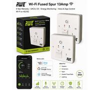 Awe 2 x Smart Wifi Fused 13A Timer Switch Save £££ Electric Heating, Immersers, Aga's, Towel Rails & Lighting | 5yr Warranty* | Alexa & Google Voice Control | Timers & Daily App Schedules