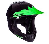 AWE® AWEBlaze™ Junior 16+ /Adult BMX/Bike Full Face Helmet Black/Green Visor Medium 56-58cm CE EN1078 FREE 5 YEAR CRASH REPLACEMENT*