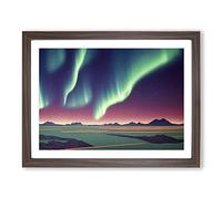 Awe Inspiring Northern Lights H1022 Framed Print for Living Room Bedroom Home Office Décor, Wall Art Picture Ready to Hang, Walnut A4 Frame (34 x 25 cm)