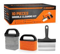 AWEASROY Easy to Remove Stain Griddle Cleaning Kit for Blackstone, Flat Top with Grill Stone, Scraper & Brush, Black