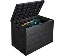 Aweather 118L Rattan Outdoor Storage Box, Plastic Garden Storage Box Patio Outdoor Container Waterproof Parcel Box with Lockable Lid for Patio, Lawn, Backyard