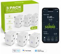Aweenergy Wi-Fi Smart Plug X 3 Ukce: Energy Monitoring: Voice/app Control Anywhere: 6 Timing Schedules :extensively Safety Tested