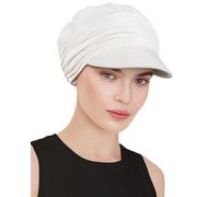 Awefeel Chemo Headwear Viscose Newsboy Cap for Women Fall and Winter, Milky-white, One Size
