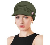 Awefeel Chemo Headwear Viscose Newsboy Cap for Women Summer Hats, Olive Green, One Size