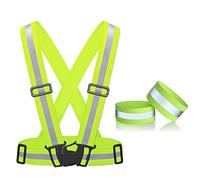 AWEHIRU Reflective Vest, High Visibility Adjustable Waist Belt Safety Vest with Fluorescent and Reflective Bands for Outdoor Jogging, Cycling, Walking, Running