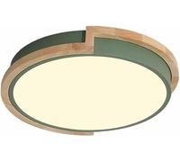 AWEITG 11.8'' Minimalist Wooden Recessed Ceiling Light - Adjustable Color Temperature Circular Lamp for Bedroom, Living Room, and More(Green,11.8in)