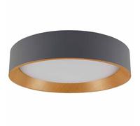 AWEITG 15.7 Inch Matte Black Recessed Ceiling Light with Wood Accents - Dimmable LED Fixture for Home Lighting(Natural Grey,19.7in)