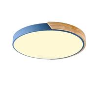AWEITG 2-Inch Ultra-Thin Wrought Iron Ceiling Lamp - Three-Color Dimming LED Flush Mount Light for Bedroom, Living Room, Dining(Blue,11.8in)