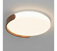 AWEITG Dimmable LED Ceiling Light Fixture Walnut Wood Grain Finish - Remote Control Flush Mount Lighting for Living Room, Bedroom, Kitchen, and More(55CM)