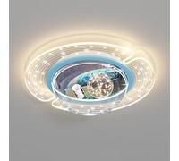 AWEITG Dimmable LED Children's Ceiling Light - Blue Space Station Rocket Astronaut Flush Mount Lamp for Kids' Bedroom, Living Room, and More(Lunar Rover)
