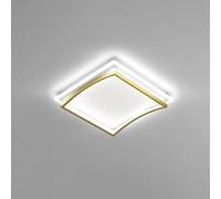 AWEITG Dimmable Square Ceiling Light Fixture - 3 Color Temperatures, Flush Mount Aluminium & Acrylic Lamp for Bedroom, Living Room, Kitchen, and More(Gold,L)