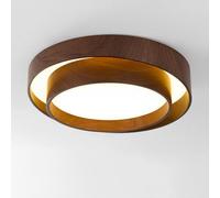 AWEITG Dimmable Walnut Wood Grain Flush Mount Ceiling Light - LED Indoor Lighting Fixture for Living Room, Bedroom, Kitchen, and More(D: 40CM)